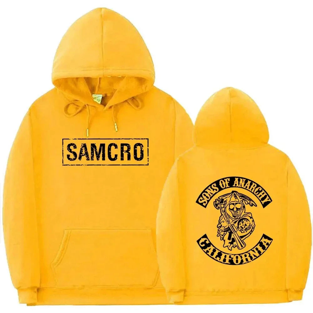 Double Sided Print Hoodie Sweatshirt Tops Sons of Anarchy SAMCRO  Men Womnen Fashion Brand Design Pullover Cotton Fleece Hoodies