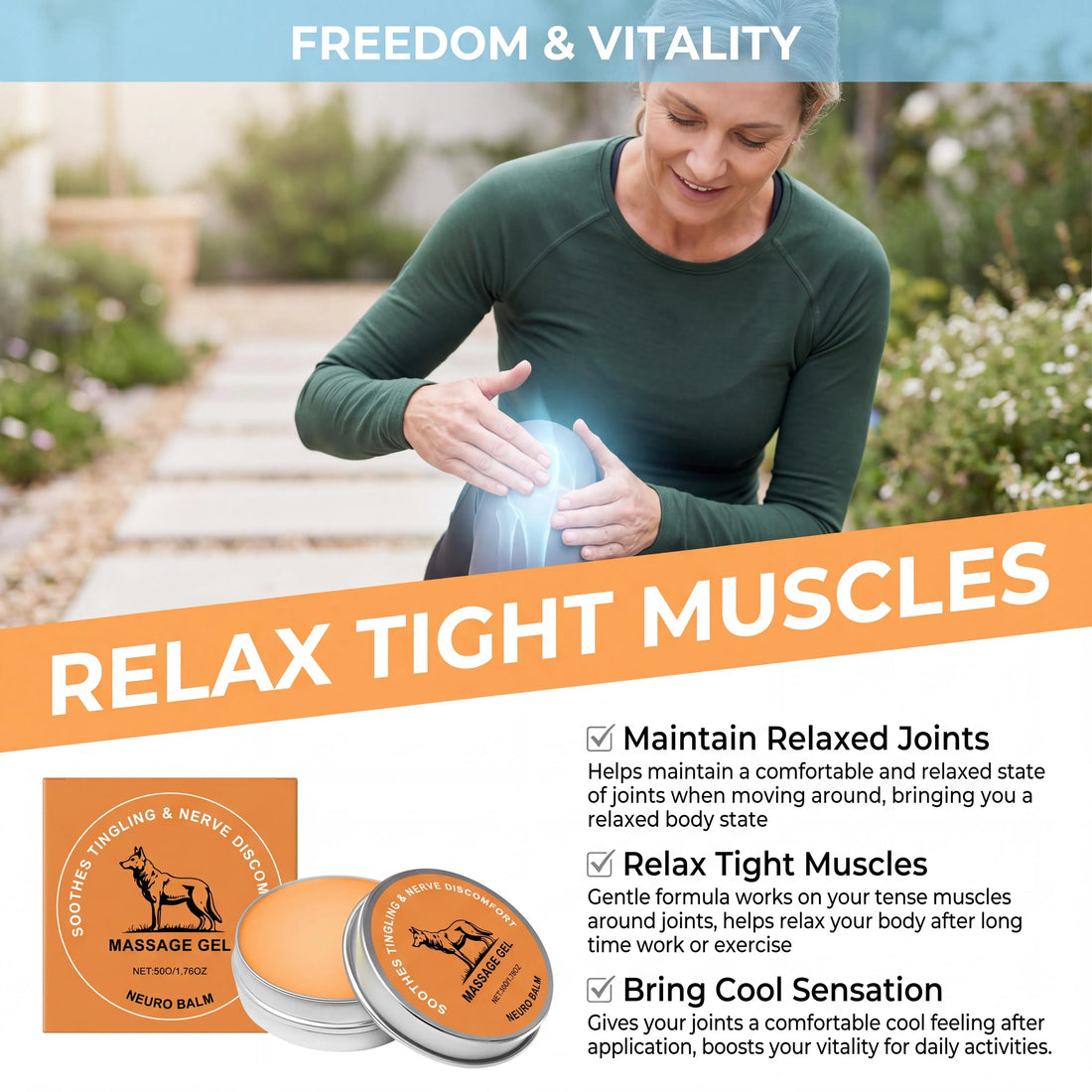 Nerve Relief Balm Joint Care Massage Balm Relieve Nerve Knee Shoulder Discomfort Cooling Body Cream With Magnesium Herbal Plants
