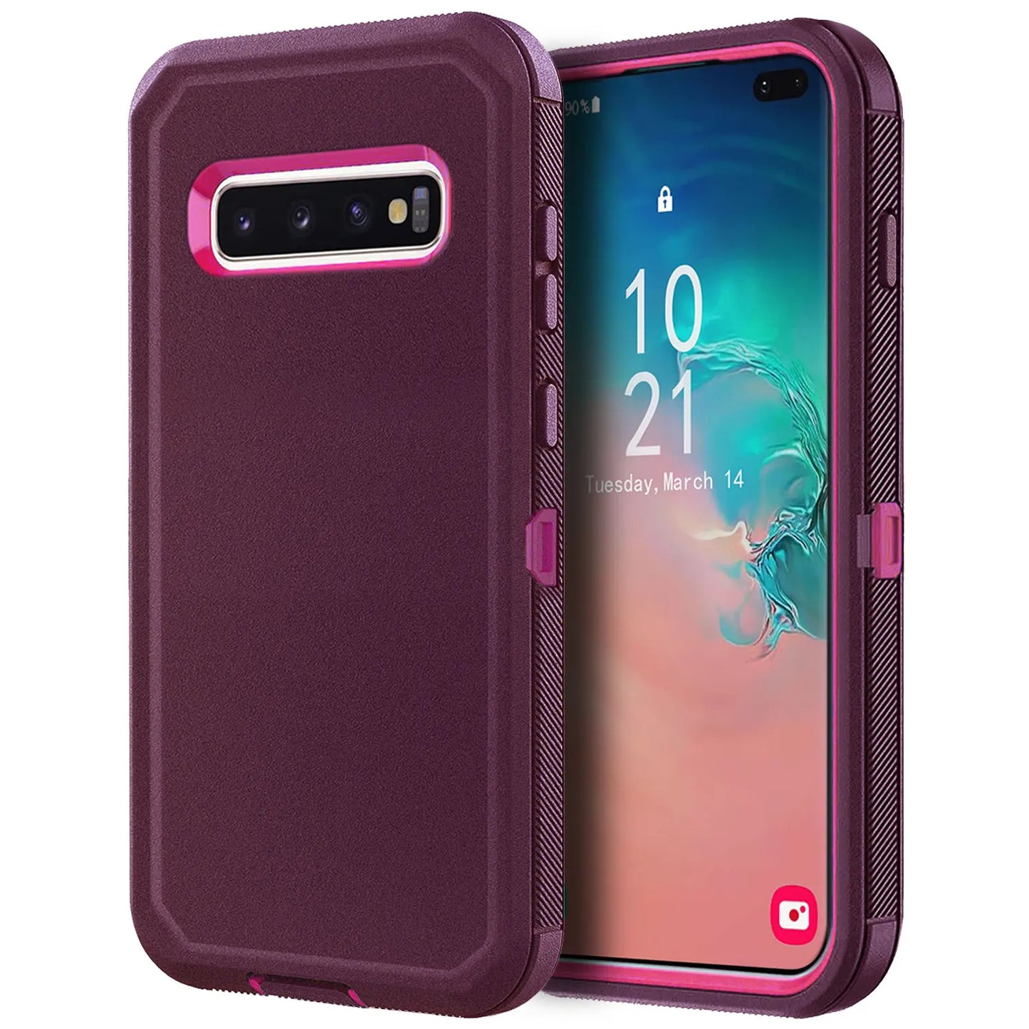 Red For Samsung Galaxy S10+ Plus S10 S10E Case Heavy Duty Shockproof Hard Protective Rugged Hybrid 3in1 Layers Phone Cover