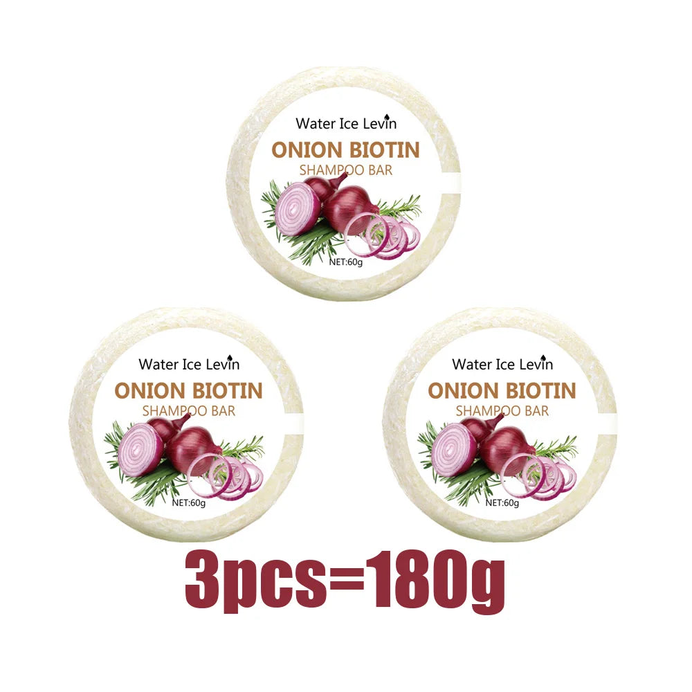 Onion and Biotin Shampoo Soap - 60g, Suitable for All Hair Types, Moisturizing and Smoothing, Rich in Rosemary Extract Halalzen