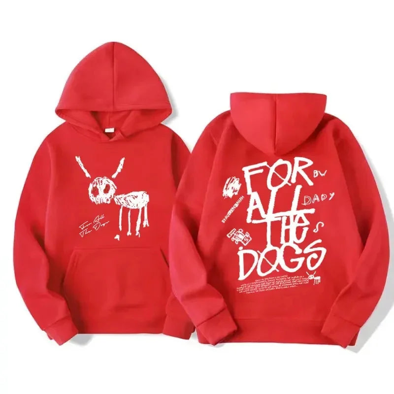 Men's fashion Hip Hop sweatshirt Vintage Streetwear sweatshirt hat all dog pattern printed hoodies from rapper Drake's new album