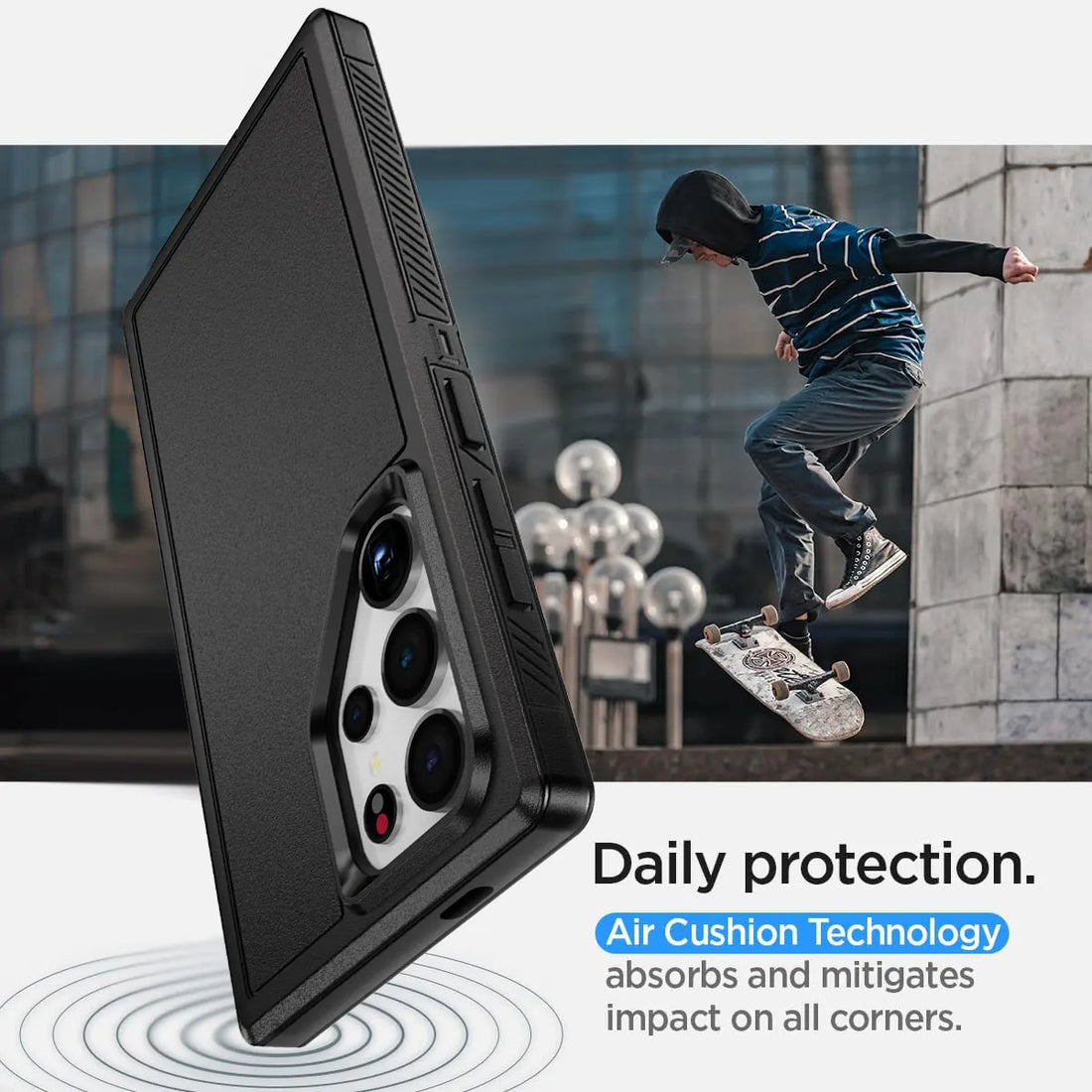 For Samsung Galaxy S24 Ultra 5G Dual Layer Case Slim Thin Hybrid Rugged Hard Shockproof Phone Cover Black