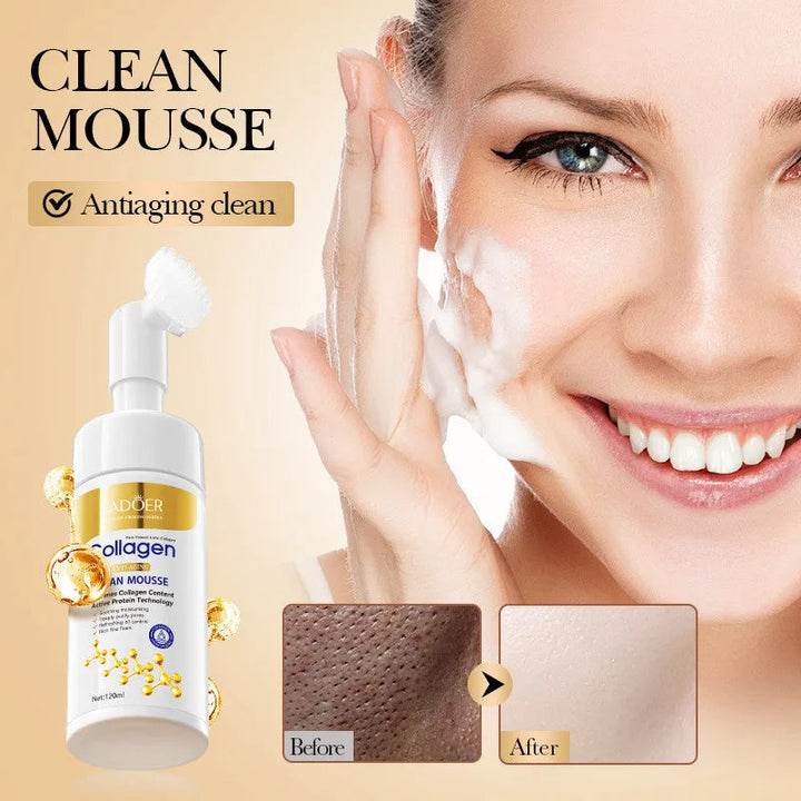 SADOER Collagen Facial Cleanser for Anti Wrinkle Deep Cleaning Mousse Nourishing Moisture Skin Care 120ml Halalzen