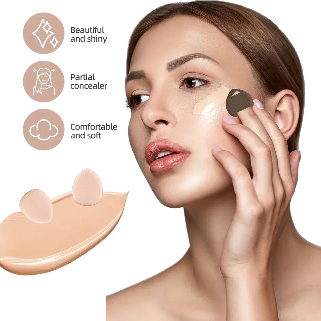 20/40Pcs Makeup Brushes and Sponges Set, Brown Makeup Puff, Beauty Egg, Headband, Wristband Remover Kit, Makeup Tool, Gift, Halalzen