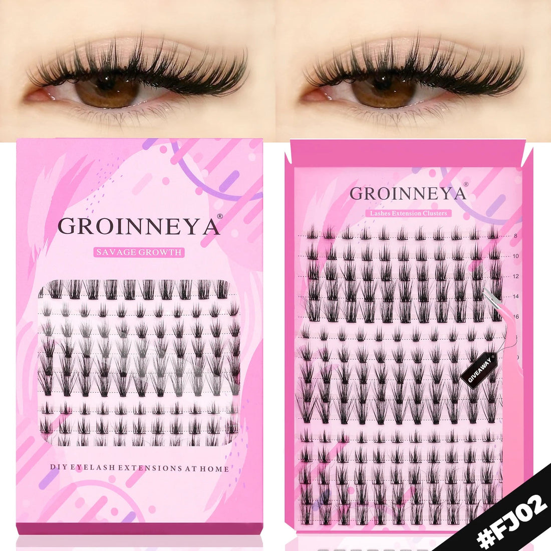 GROINNEYA DIY Lashes Extension Kit Individual Lashes Clusters Faux Mink Eyelash Extension Mix set with Lash Natural Look Makeup Halalzen