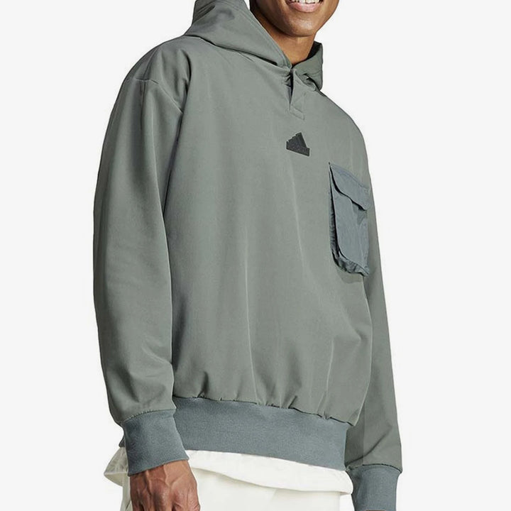 Adidas Genuine 2024 New Men's Fleece-Lined Hooded Knit Hoodie IR5182