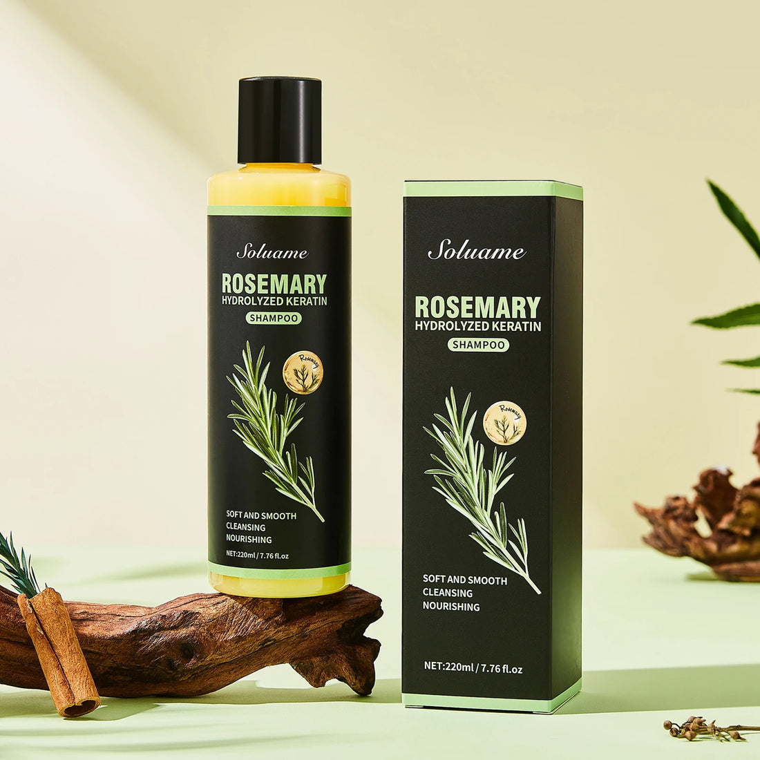 Rosemary Shampoo with Hydrolyzed Keratin - Soft, Smooth & Nourishing Hair Treatment, Cleansing for Dry, Frizzy Hair