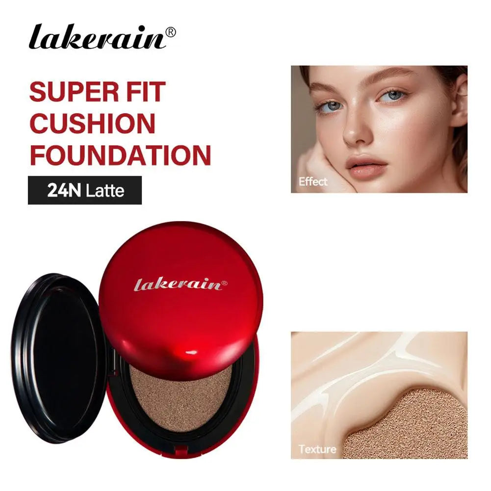 LAKERAIN 12 Color Air Cushion Foundation Red Shell Design Natural Coverage Formula Lightweight Breathable Makeup Base