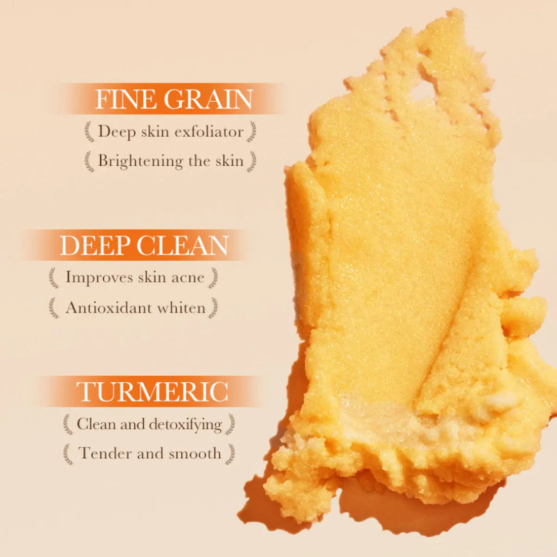 240g Turmeric Body Scrub, Antioxidant, Deep Exfoliating, Cleanses, Brightens, And Smooths Skin