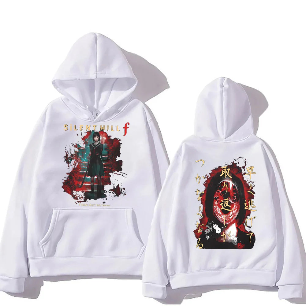 Silent Hill Double Sided Print Hoodie Men Women Harajuku Vintage Hooded Sweatshirts Gothic Fashion Pullovers