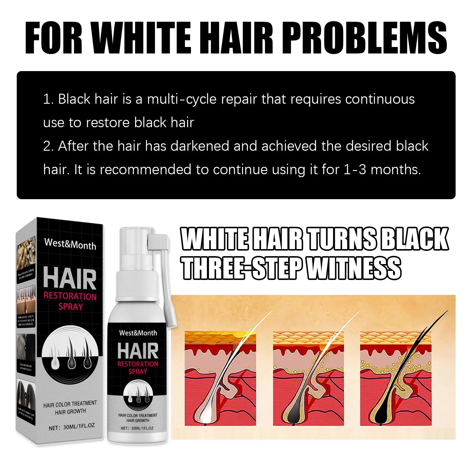 Herbal Extract Hair Spray Polygonum Multiflorum Gentle Nourish Scalp Restore Healthy White Grey Back To Black Scalp Conditioner Halalzen