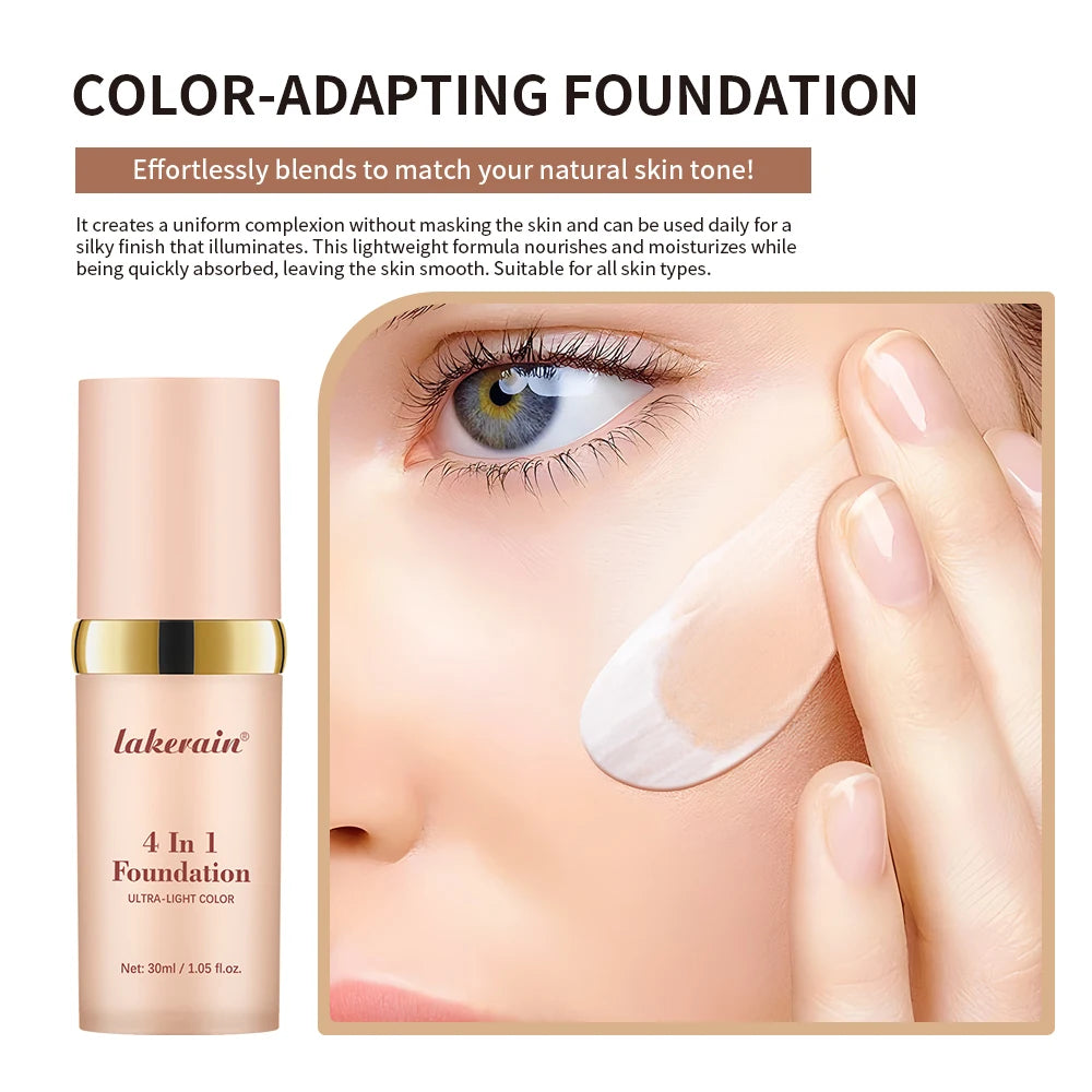 Lakerain Liquid Foundation Long-lasting Moisturizing Hides Blemishes Pores and Dark Circles SPF 30 Sunscreen Face Base Makeup Halalzen