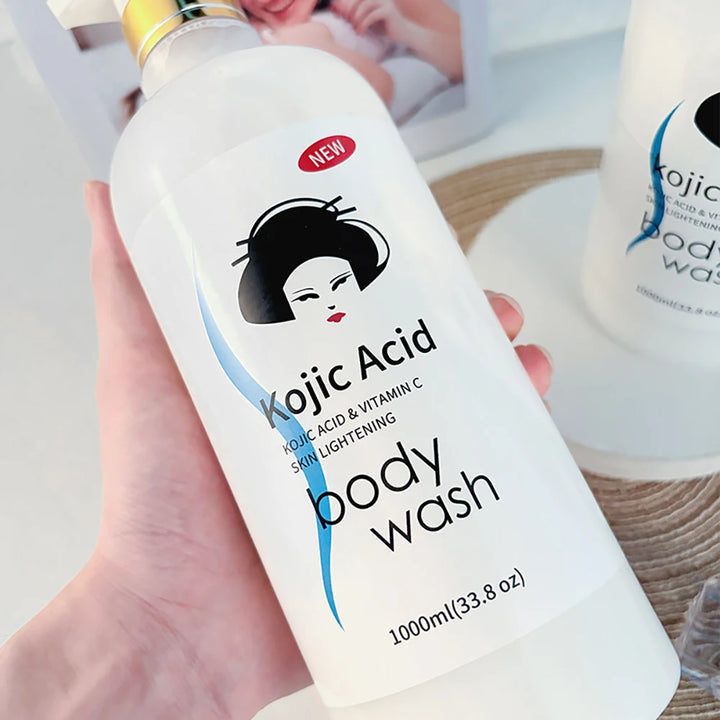 1000ml Kojic Acid Shower Gel Deep Cleansing Brighten Skin Body Wash Skin Whitening Exfoliator Body Care Moisturizing Skincare