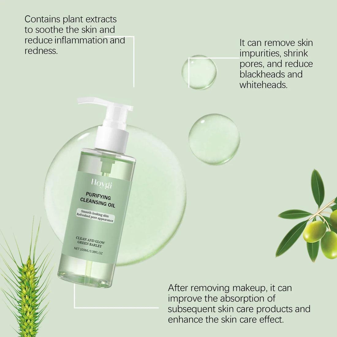 HOYGI Makeup Removal Oil Deep Cleansing Reduce Blackheads Purifying Pores Hydrating Moisturizing Non Greasy for All Skin Types Halalzen