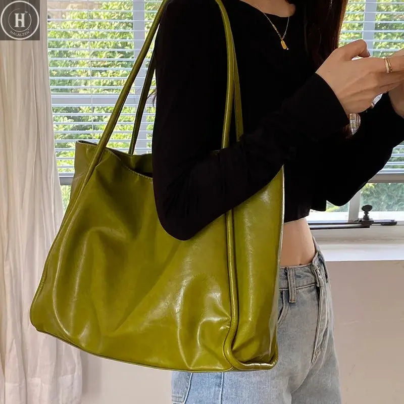 Portable Texture Tote Bag for Women, Shoulder Underarm Bag, Commuting Bag, Large Capacity, Niche Design, Autumn Winter Handbags HALALZEN