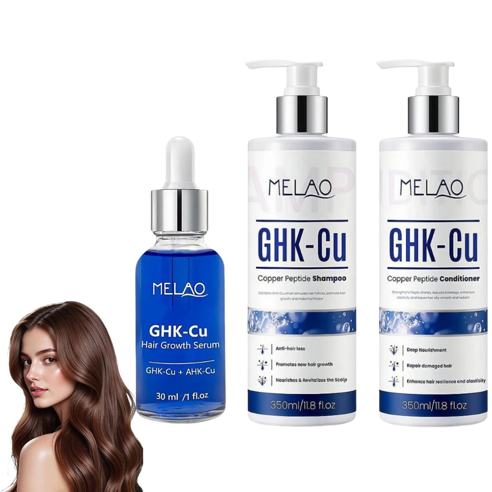Copper Peptide Hair & Scalp Care Serum, GHK-Cu Peptide Shampoo & Conditioner for Hair Growth, Damaged Repair, Root Strengthen