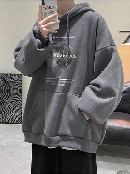 Goth Moon Graphic Print Y2K Hoodies Men Hip Hop Fashion Pullovers Hoody Autumn Streetwear Fleece Baggy Hooded Sweatshirts