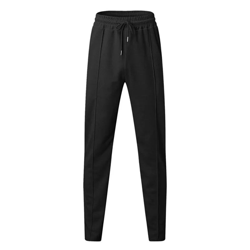 Men s Casual Elastic Waist Drawstring Trousers with Pockets Solid Color Streetwear Pants for Everyday Comfort