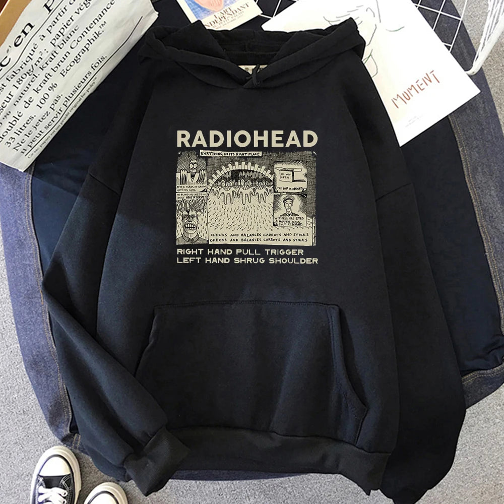 Fashion Radiohead Hoodie for Men/Women Rock Band Music Fans Sweatshirts Oversized Graphic Clothes Harajuku Couple Sweatshirt Man
