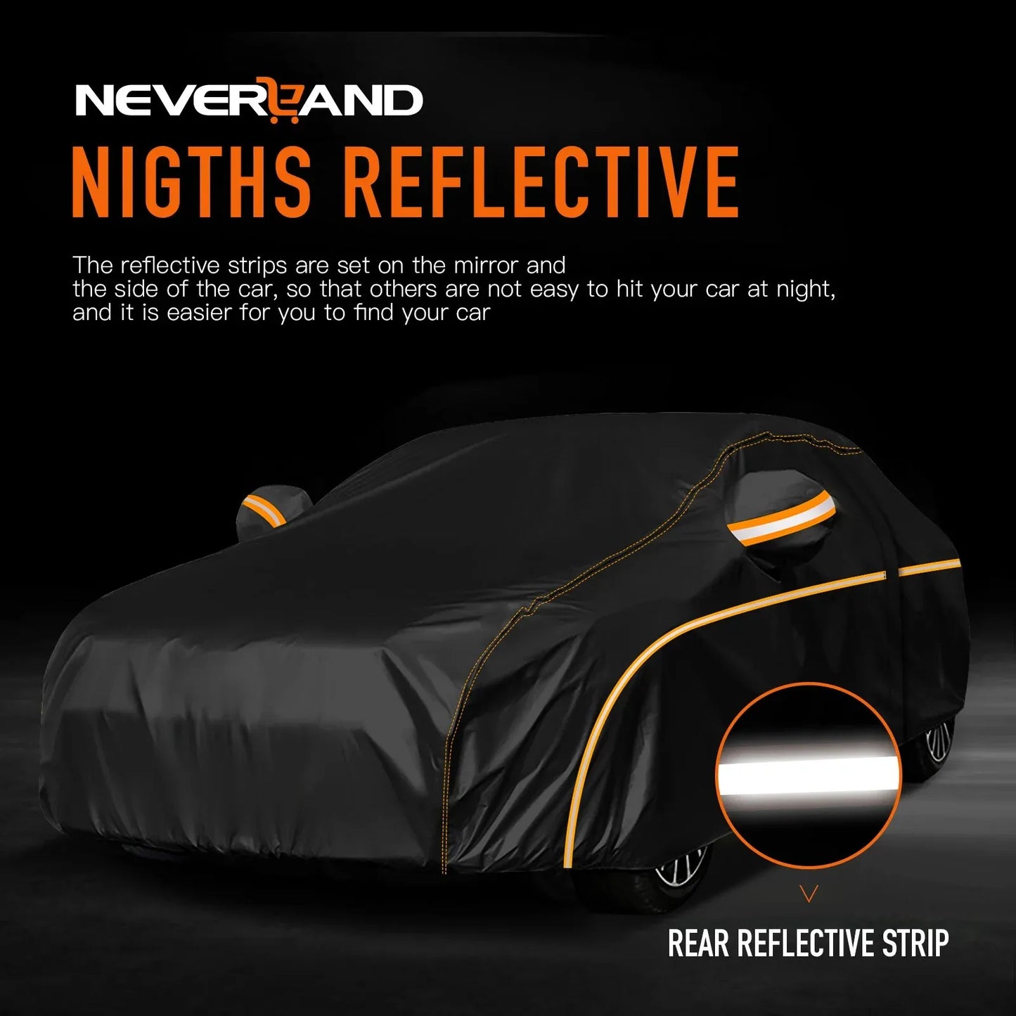 NEVERLAND Car Cover, Outdoor Heavy Duty Full Car Cover, Black , Fit For Universal Auto Exterior, Size L And XXL