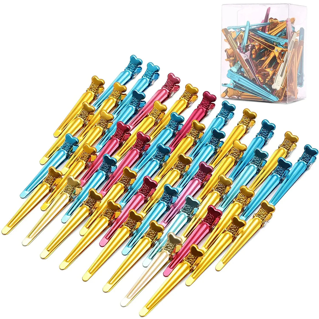 50PCS Hair Clips Hairdressing Clamps Claws Section Clips Barber Hair Styling Tools DIY Colorful Metal Hairpins Headwear Supplies