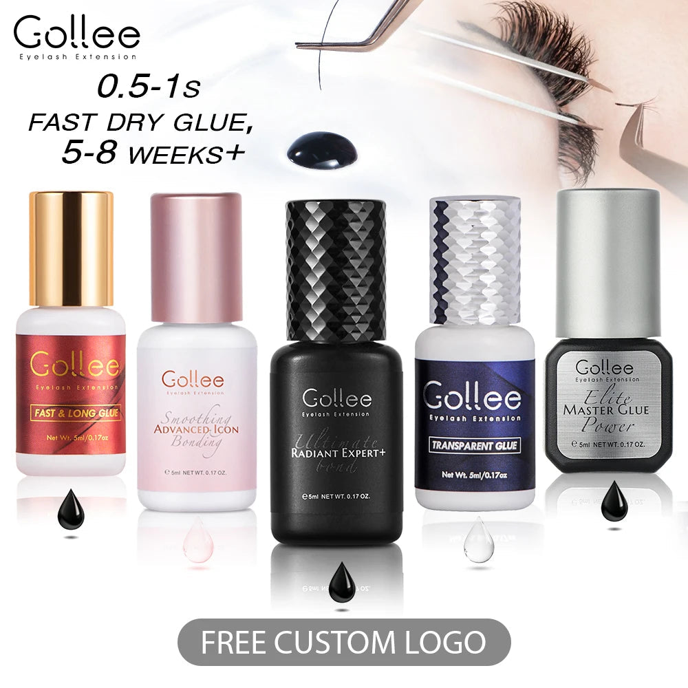 Gollee 0.5s Fast Dry Lash Adhesive Long Lasting 6-8 weeks Eyelashes Glue for Eyelash Extensions No Irritation Glue Makeup tools Halalzen