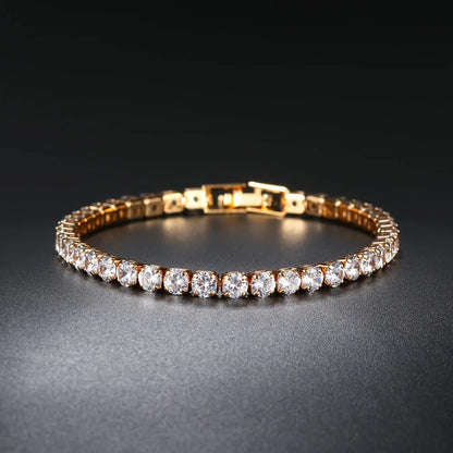 New Pure Copper Tennis Chain Bracelet - Zirconia Hip Hop Jewelry for Men & Women (Anti-Tarnish, Christmas/Halloween Gift)