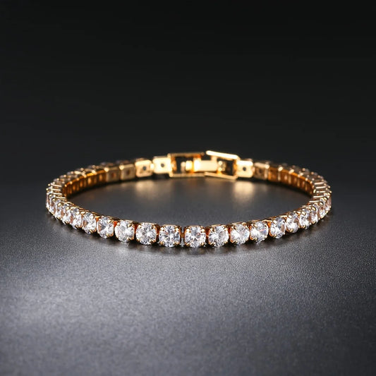 New Pure Copper Tennis Chain Bracelet - Zirconia Hip Hop Jewelry for Men & Women (Anti-Tarnish, Christmas/Halloween Gift)
