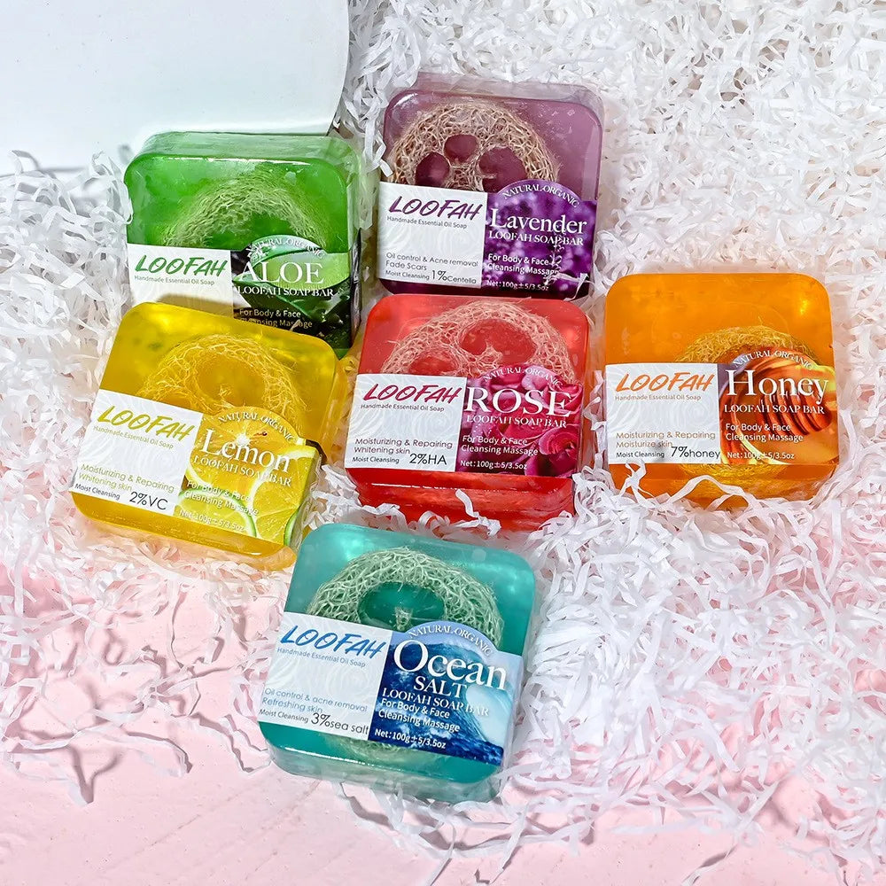 100g Coconut Milk Organic Glycerin Loofah Soap Deep Cleansing Whitening Moisturizing Skin Kojic Acid Face Wash Bath Soap