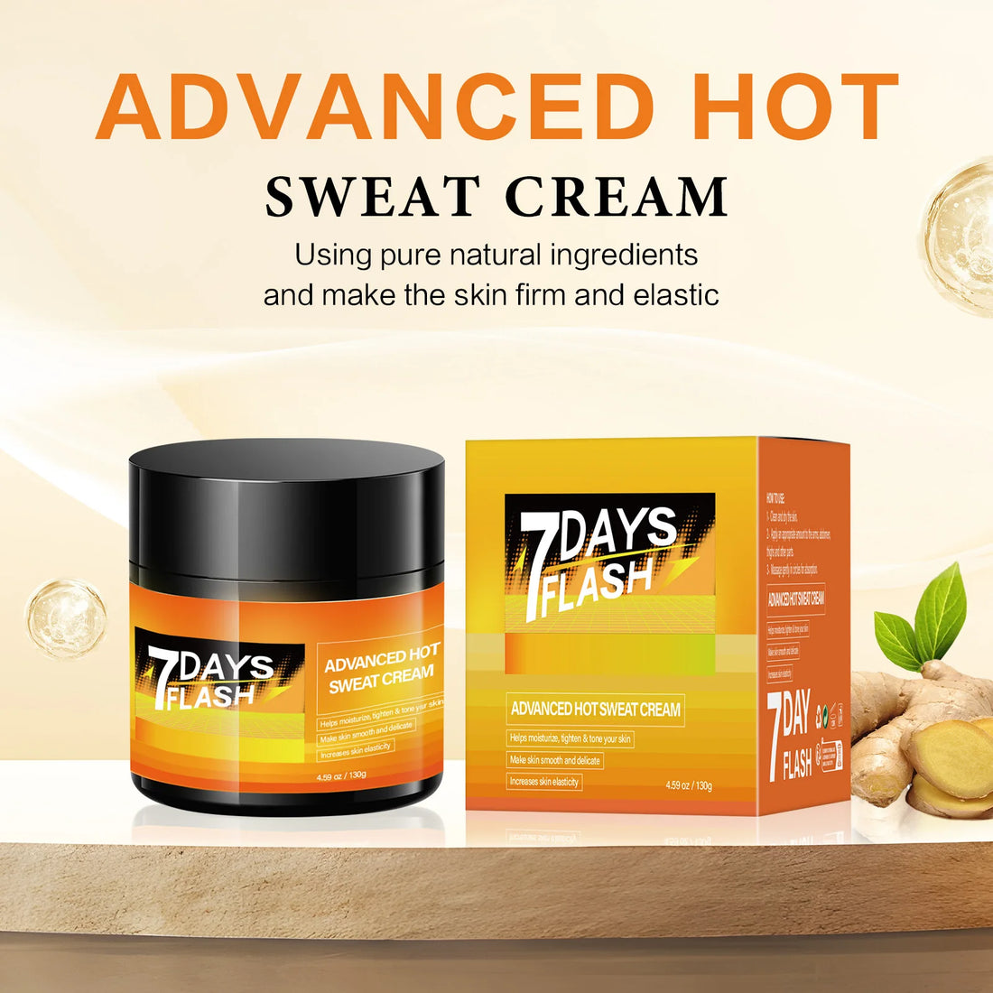 130g Ginger Firming Cream Skin Nature Smoother Tightening Cream for Leg Body Hydrating & Elasticity-Boosting Reduces Fine Lines