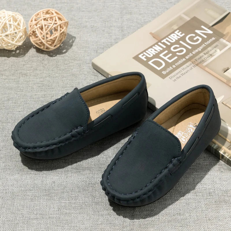 Spring Summer Kids Shoes Boy Girl Casual Shoes Breathable Brown Rubber Sole Children's Boys Girls Flat Leather Shoes Moccasins