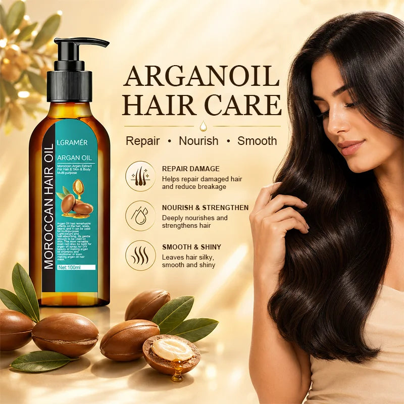 Moroccan Hair Care Oil Healthier Scalp Strengthen Improve Split Smooth Hair Repair Oil for Dry Damaged Hair Men and Women 100ml