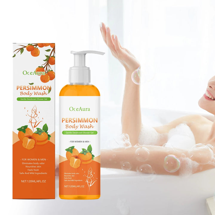 OCEAURA Persimmon Deodorizing Shower Gel Odor Remover Sweat Stains Body Cleaning Lasting Fragrance Smoothing Nourish Body Wash Halalzen