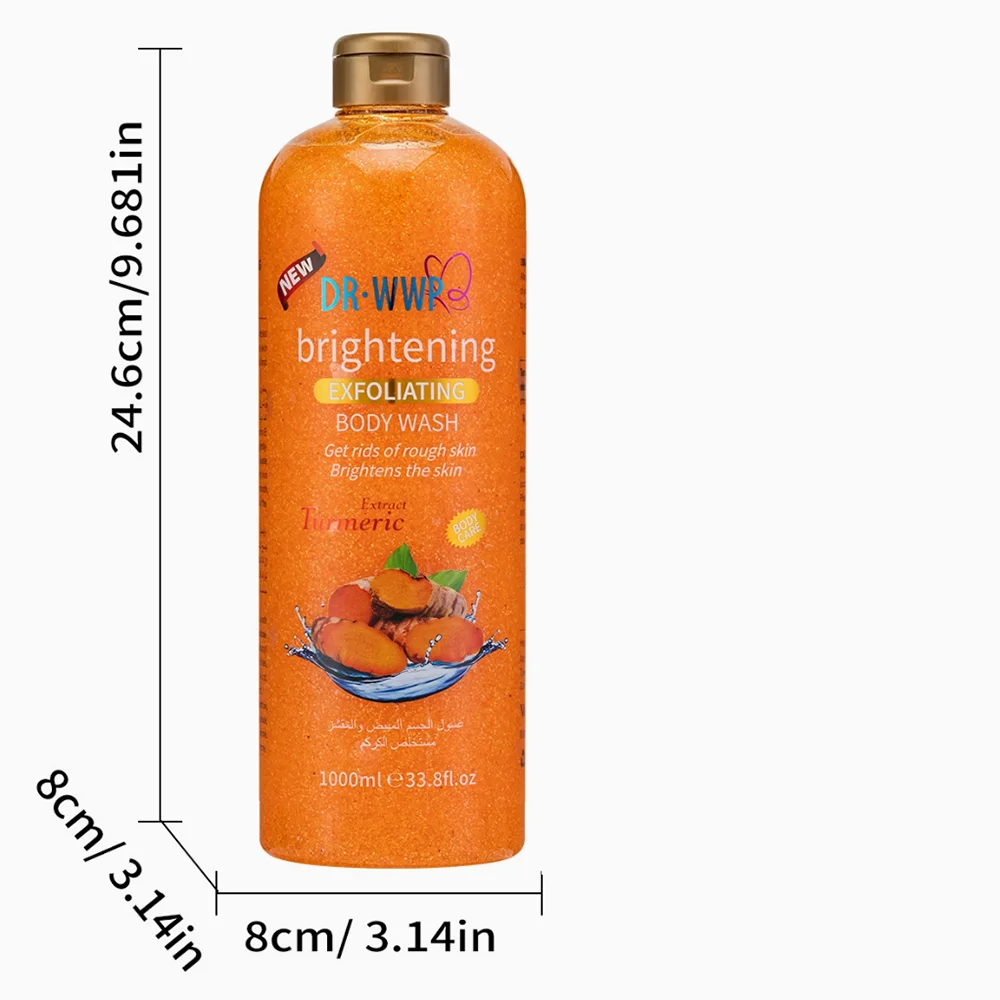 1000ml Kojic Acid Shower Gel Deep Cleansing Brighten Skin Body Wash Skin Whitening Exfoliator Body Care Moisturizing Skincare