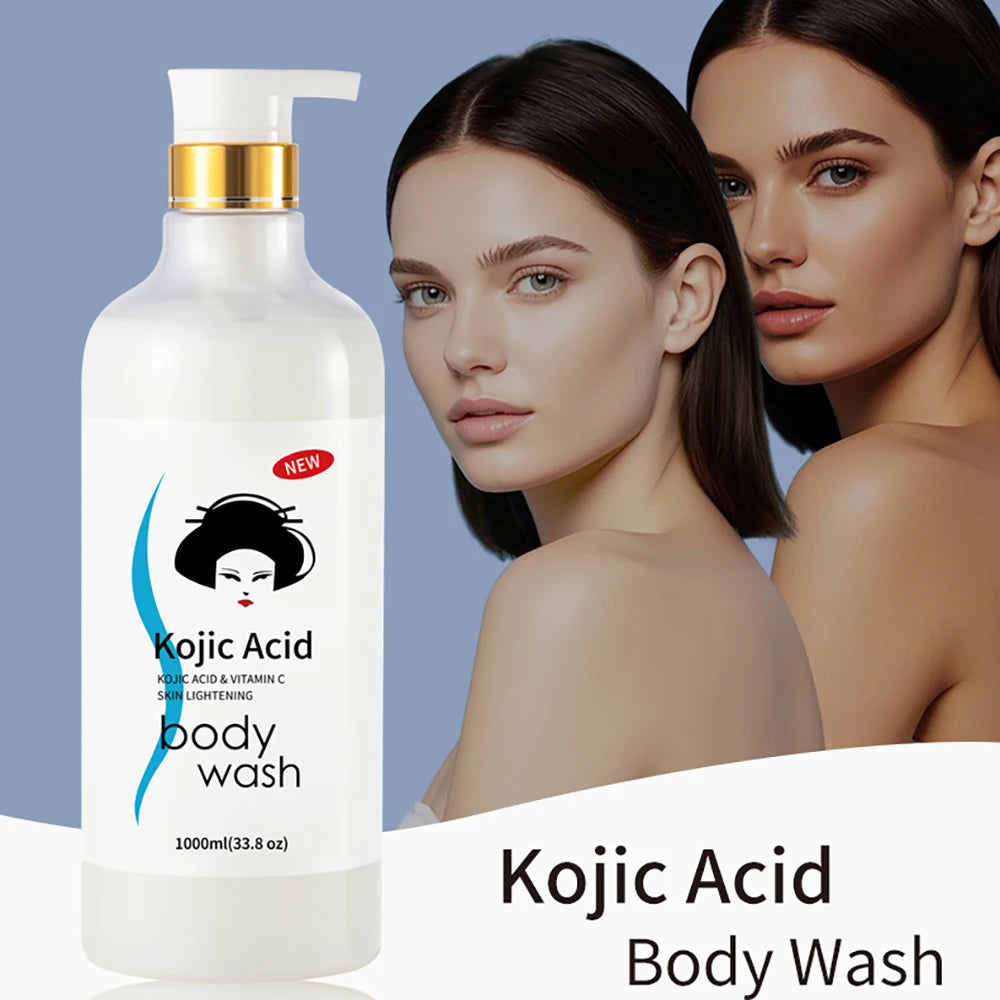1000ml Kojic Acid Shower Gel Deep Cleansing Brighten Skin Body Wash Skin Whitening Exfoliator Body Care Moisturizing Skincare