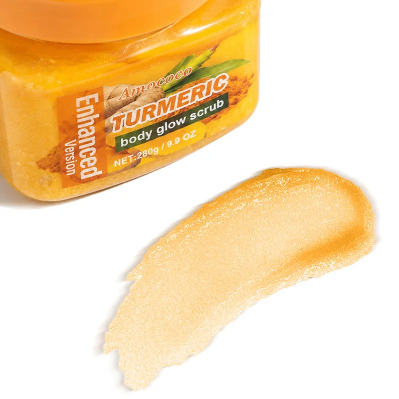 Amococo 2Pcs Turmeric Body Scrub Exfoliating Dead Skin Remover 280g Deep Cleansing Nourishing Smooth Skin