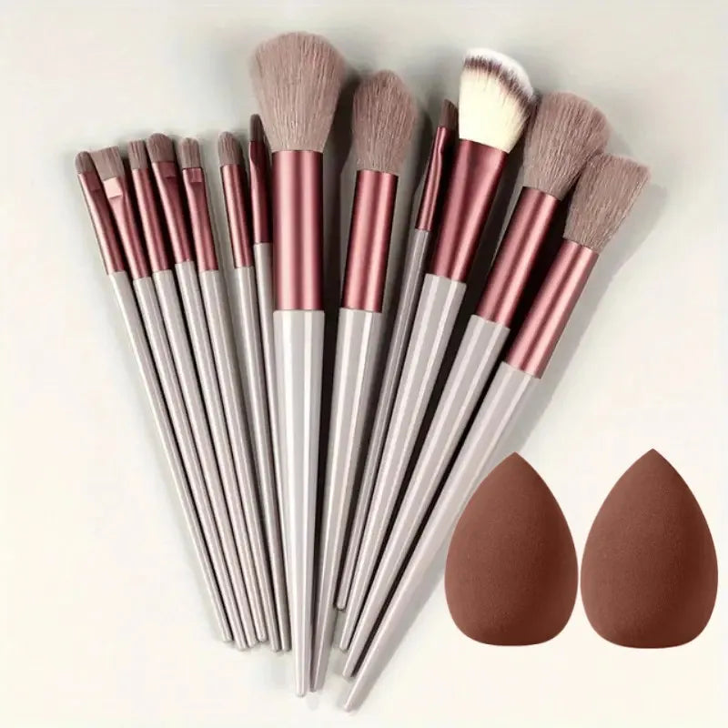 13Pcs Soft Fluffy Makeup Brushes Set for Cosmetics Foundation Blush Powder Eyeshadow Kabuki Blending with Makeup Sponge Egg