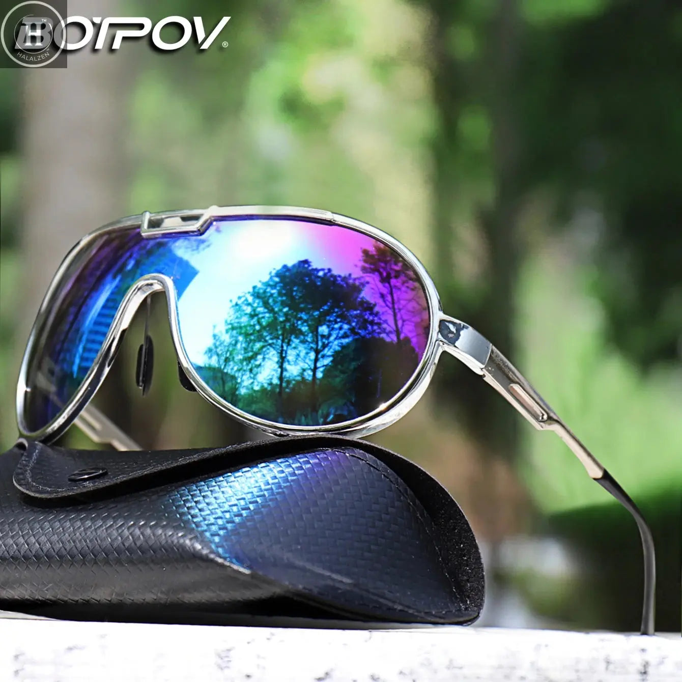 Fishing Sunglasses PC Frame Men and Women Trendy Round Windproof Shades with UV Protection Cycling Driving Travel With BOX HALALZEN