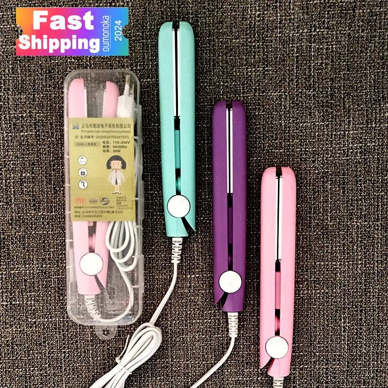 New Curling Iron Mini Hair Straightener Iron Ceramic Straightening Styling Tools Hair Curler Flat Iron Beard Straightener Halalzen