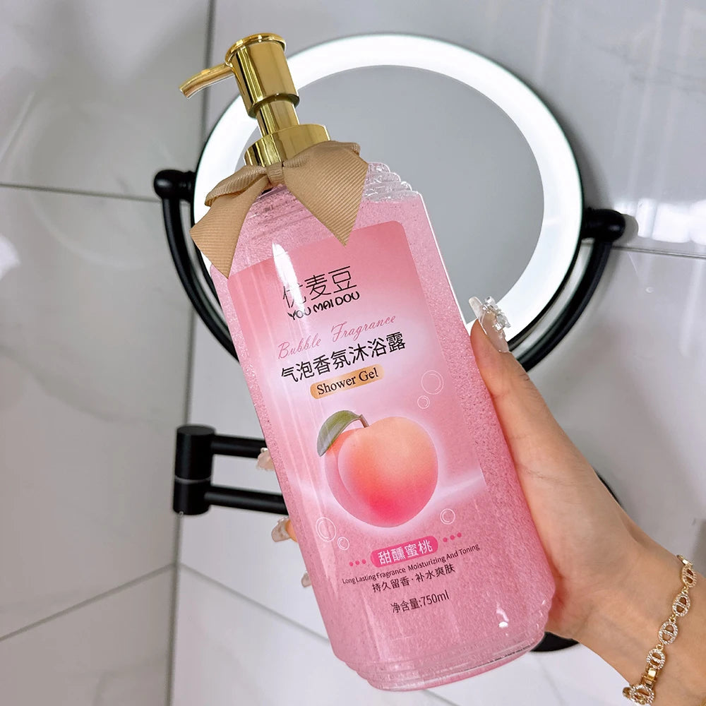 Fruit Flavored Bubble Fragrance Shower Gel Mango Skin Rejuvenation Moisturizing Body Bath Wash Oil Control Peach Long Lasting Halalzen