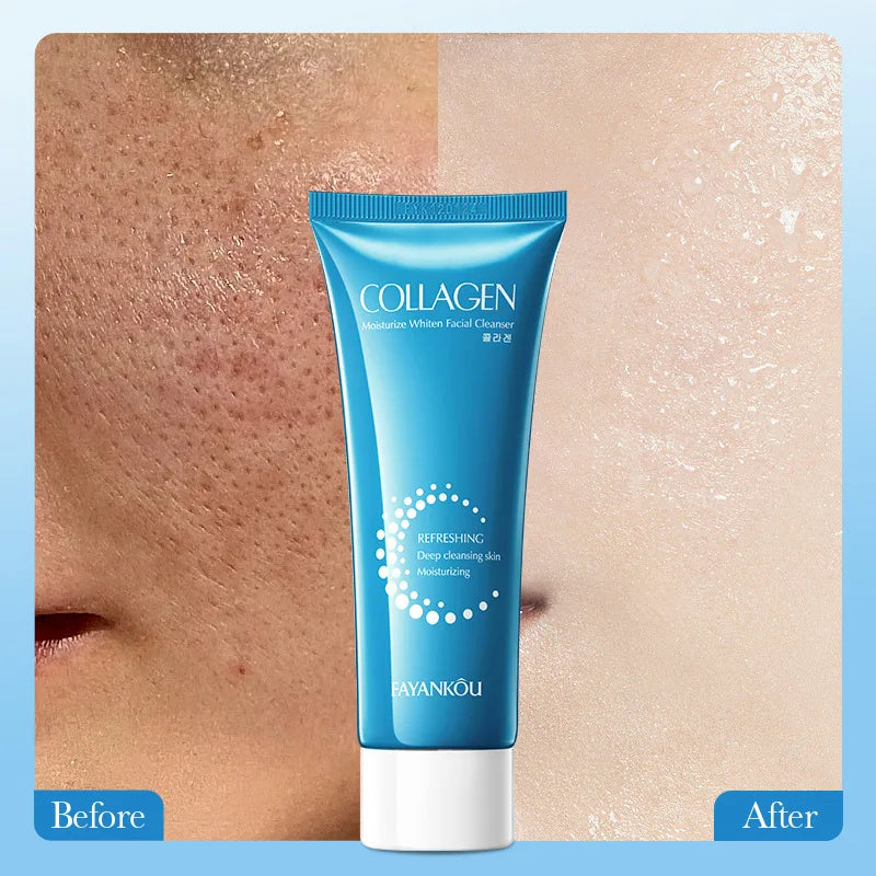 FAYANKOU Collagen Face Cleansing Milk Moisturizing Cleansing Whitenting Anti Wrinkle Facial Cleanser Skin Care Halalzen