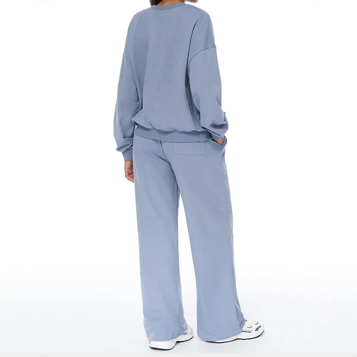 Autumn Winter Women's Pant Sets Sports Pullover Wide Leg Pants 2 Pieces Yoga Sets Gym Fitness Tracksuit Set Loose Hoodies Suits