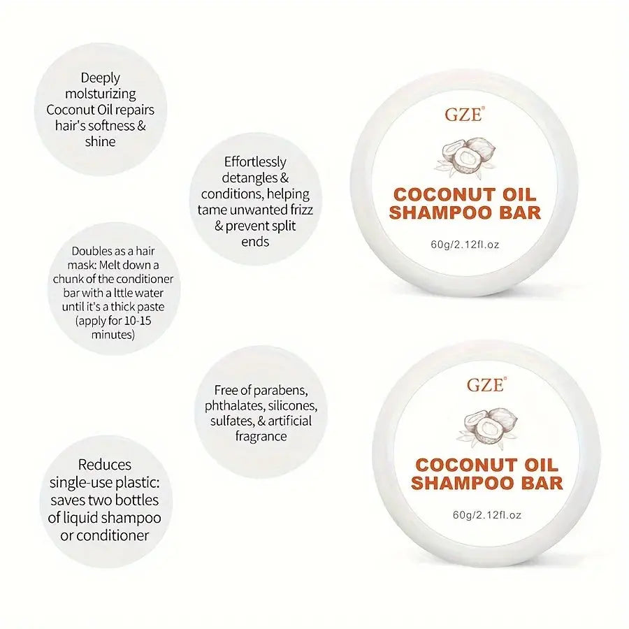 GZE Coconut Oil Shampoo Bar, Moisturizing Bar Shampoo for Dry Hair Halalzen