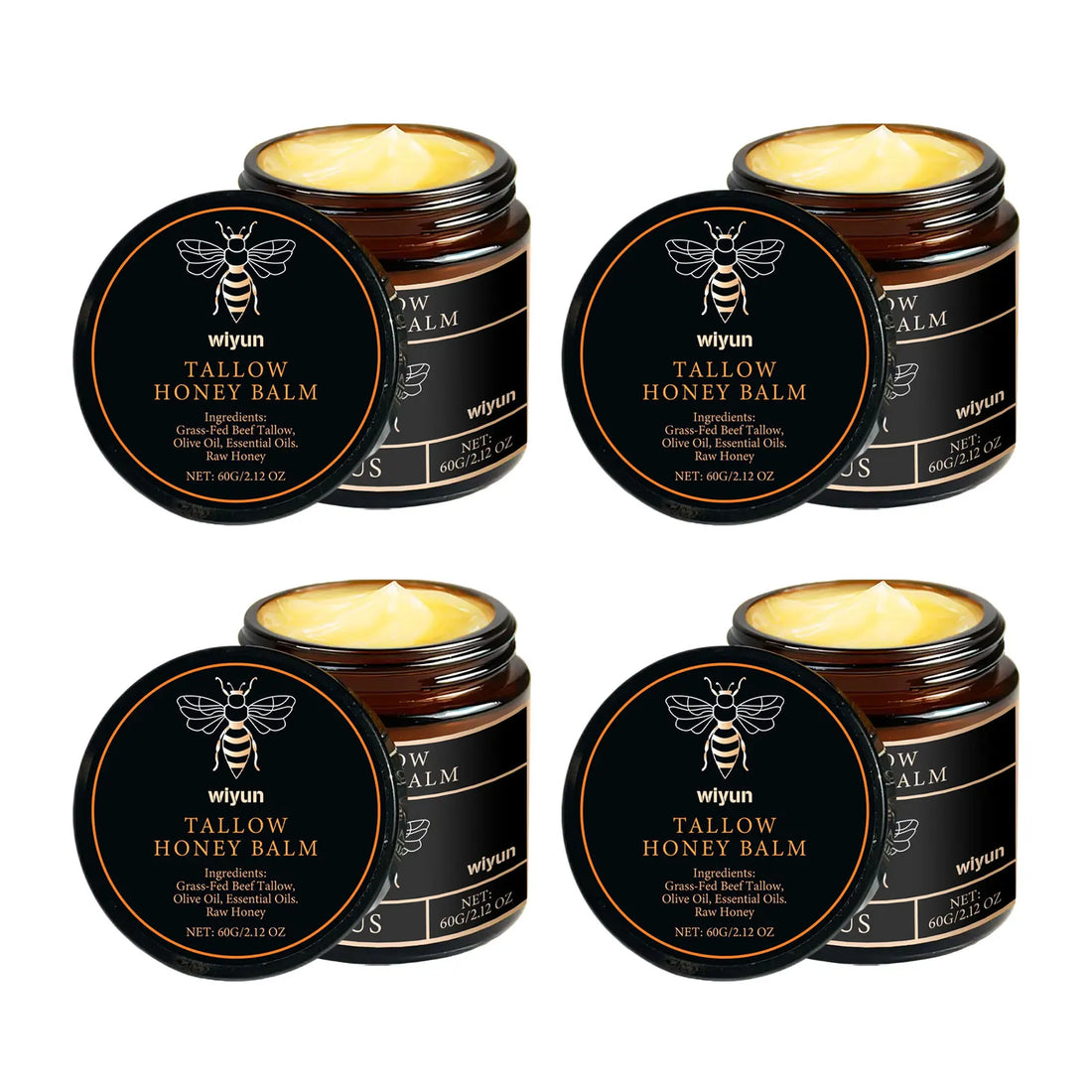 Organic Grass Fed Beef Tallow Balm Raw Honey Moisturizing Soft Improve Elasticity Long-Lasting Smooth Hydrating Cream Skin Care