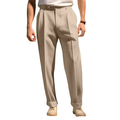 Men s  Fit Dress Pants Solid Color Flat Front Trousers Classic Business Casual Suit Pants Modern Formal Wear Hemmed Bottoms