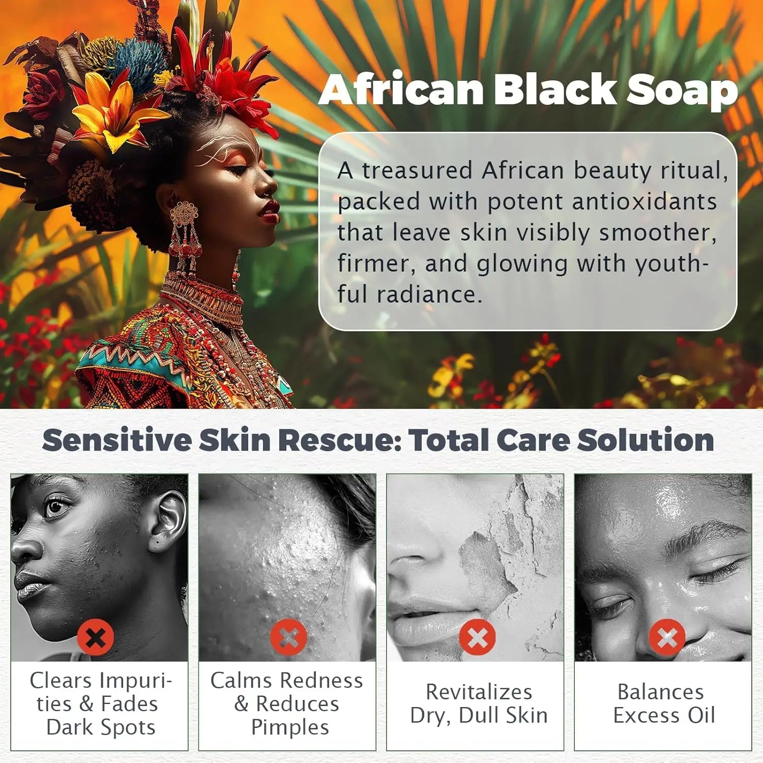 Raw African Black Soap for Oily Skin, Dark Spots  Pure & Natural Ingredients - Organic  Face and Body Wash Soap Halalzen