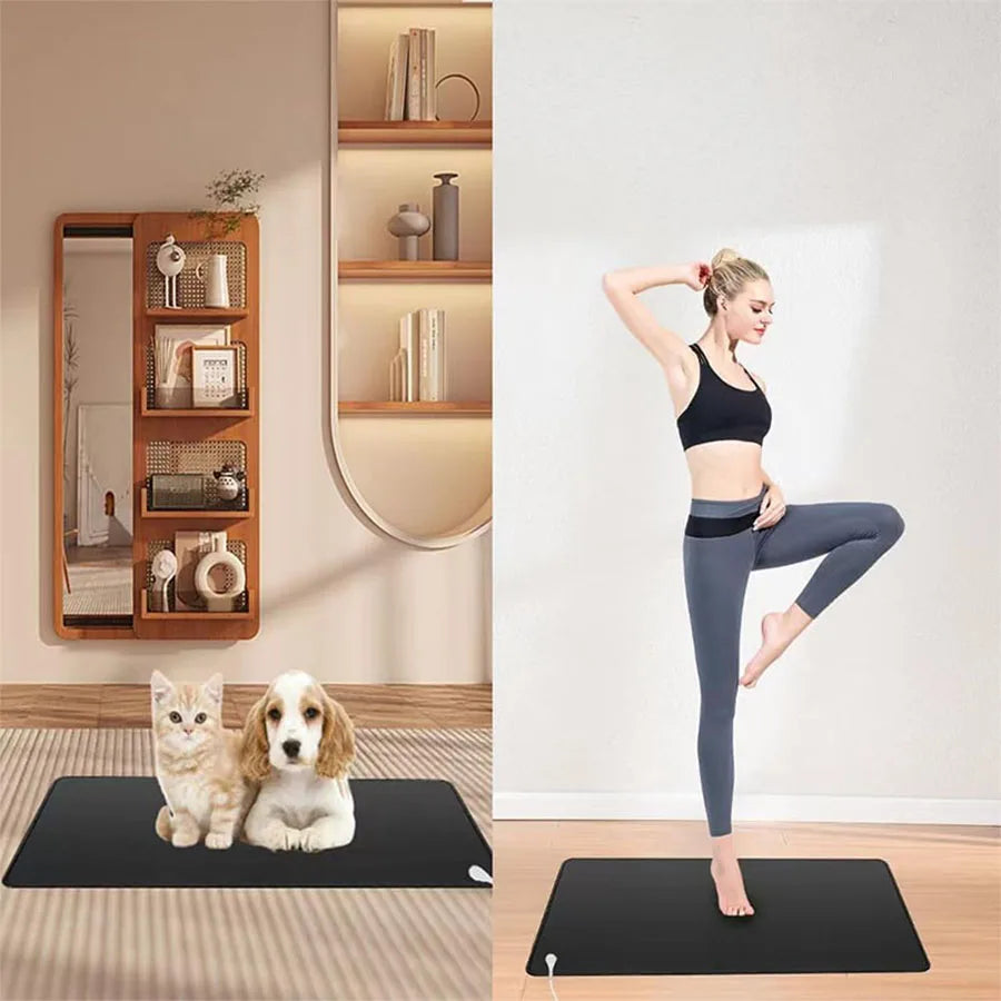 Grounding pad, sleep grounding pad, non slip carbon PU leather, grounding yoga pad, Suitable for both home and office work use