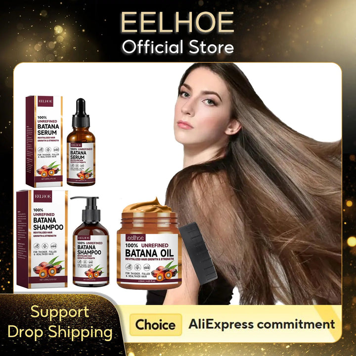 EELHOE Natural Batana Oil Deep Moisturizing Smooth Thick Hair Growth Shampoo and Conditioner for Damaged Hair Keratin Treatment Halalzen