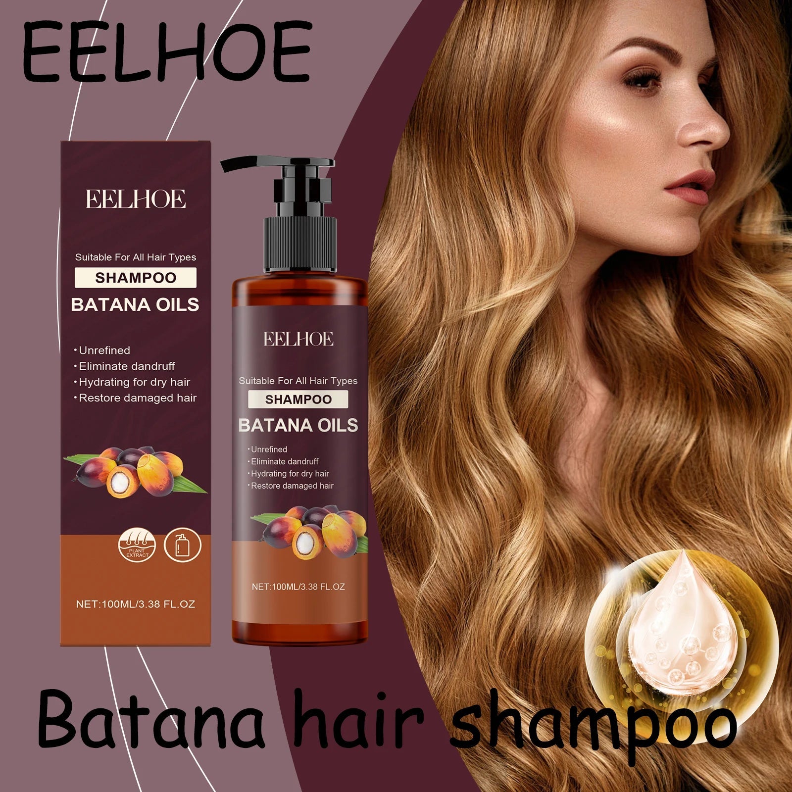 Batana Hair Shampoo Prevent Dryness Smoothing Reduce Spilt Ends Oil Control Nourishing Repair Cracked Hair Shampoo Halalzen