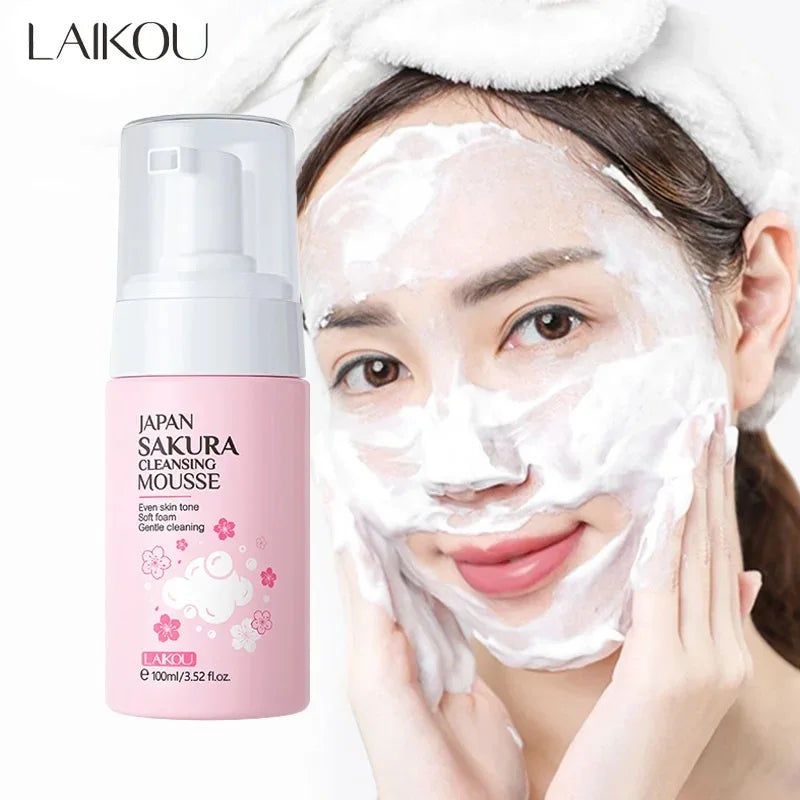 LAIKOU Cherry Blossom Women Facial Cleanser  Face Korean Skin Care Products Original Products 100ml Halalzen